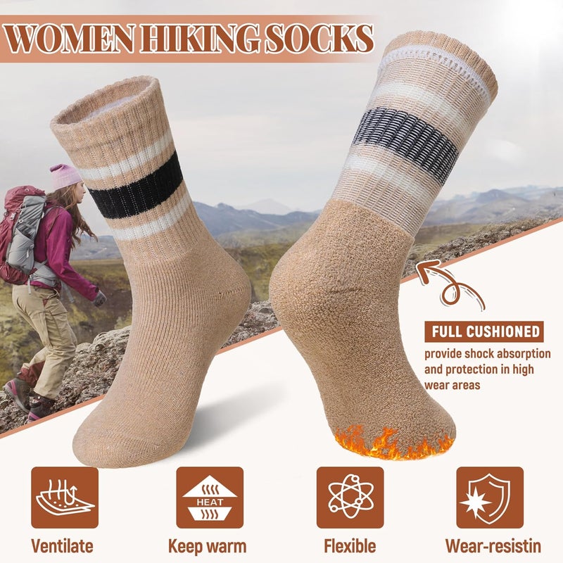 Velice Merino Wool Socks for Women 5 Pairs Warm Winter Hiking Thick Thermal Cozy Boot Work Soft Ladies Crew Socks - Image 5